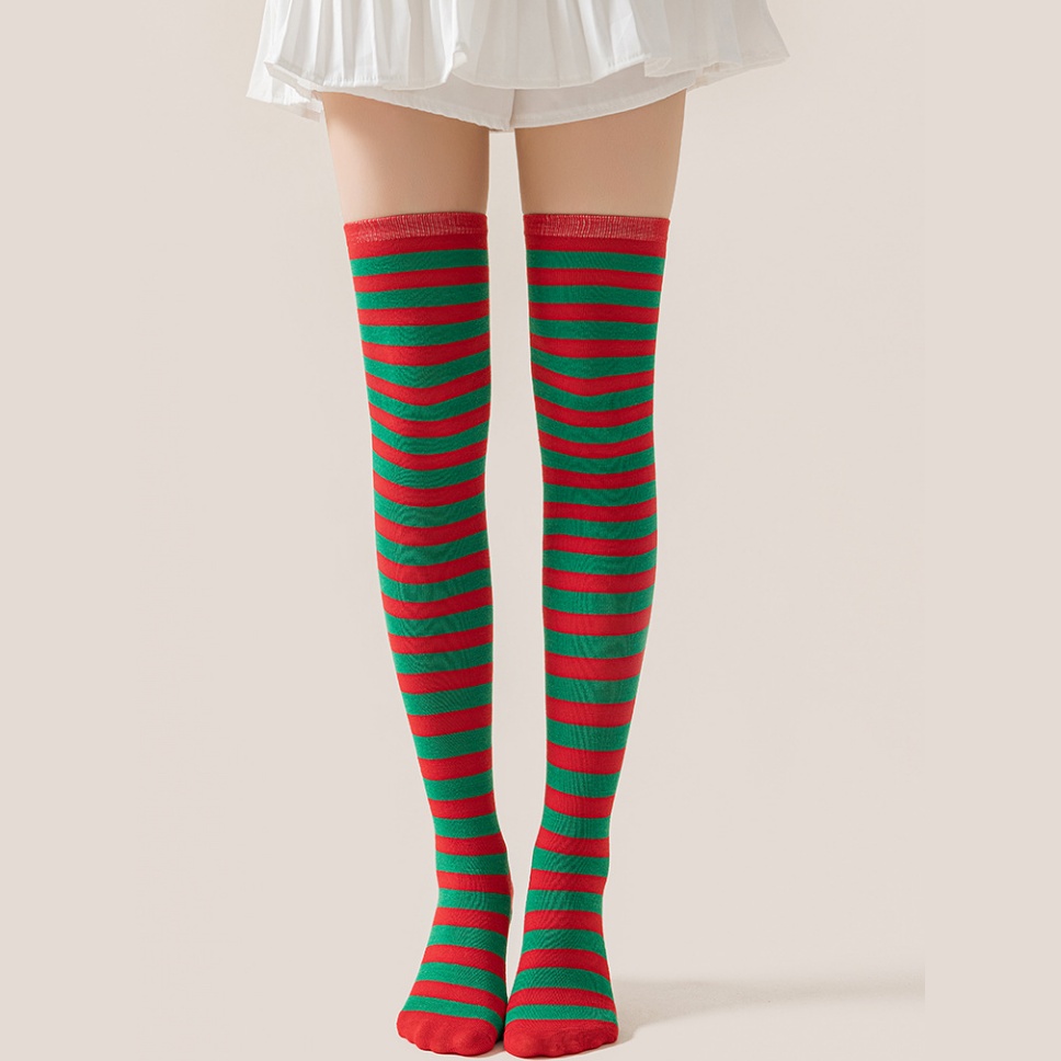 Womens Novelty Striped Over-the-Knee Socks
